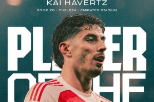 为大场面而生！阿森纳官方：哈弗茨当选与切尔西一战队内最佳球员