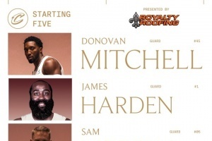 登哥骑士首秀！骑士首发：米切尔&哈登&梅里尔&泰森&贾勒特·阿伦